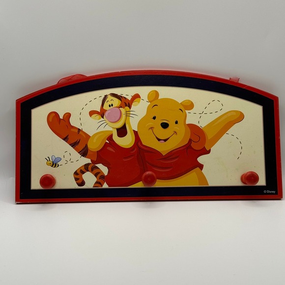 Disney Other - VTG Disney Winnie the Pooh Tigger Wooden Wall Coat Rack 3 Peg Nursery Decor Red